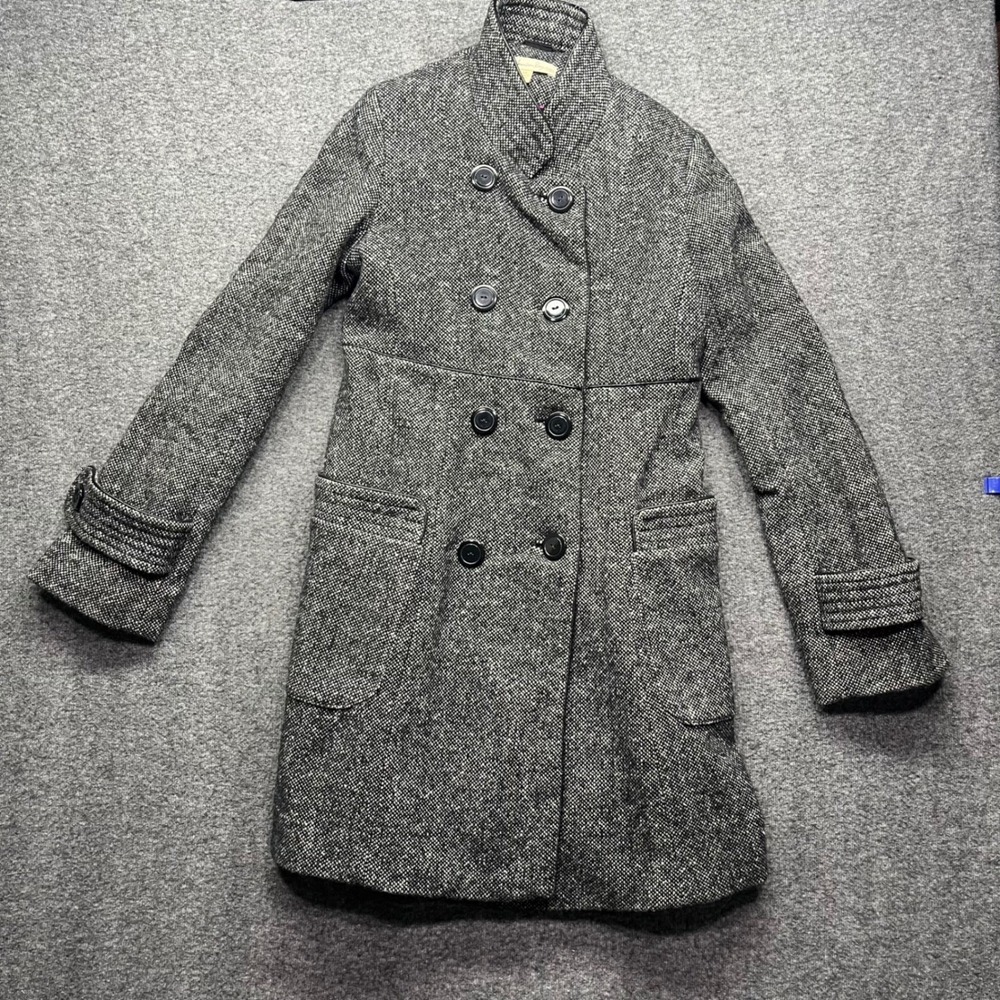 American‎ Rag Pea Coat Women XS Gray Tweed Double Breasted Wool Blend Jacket